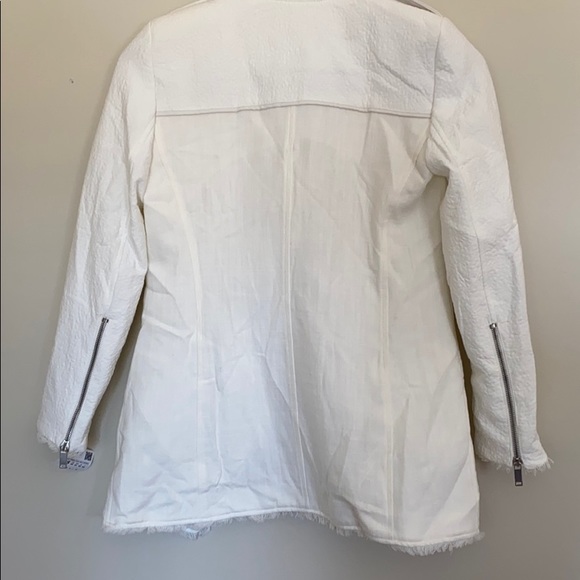 Trafaluc by Zara 3/4 Zip White Fringe Moto Jacket - Picture 7 of 11